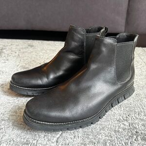 COLE HAAN MEN'S ZEROGRAND BLACK LEATHER CHELSEA BOOTS SIZE 8.5